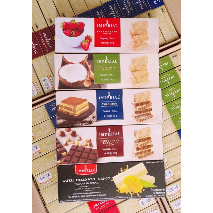 Bánh xốp kem Imperial Tropical Fruit Wafers Thái Lan hộp 100g