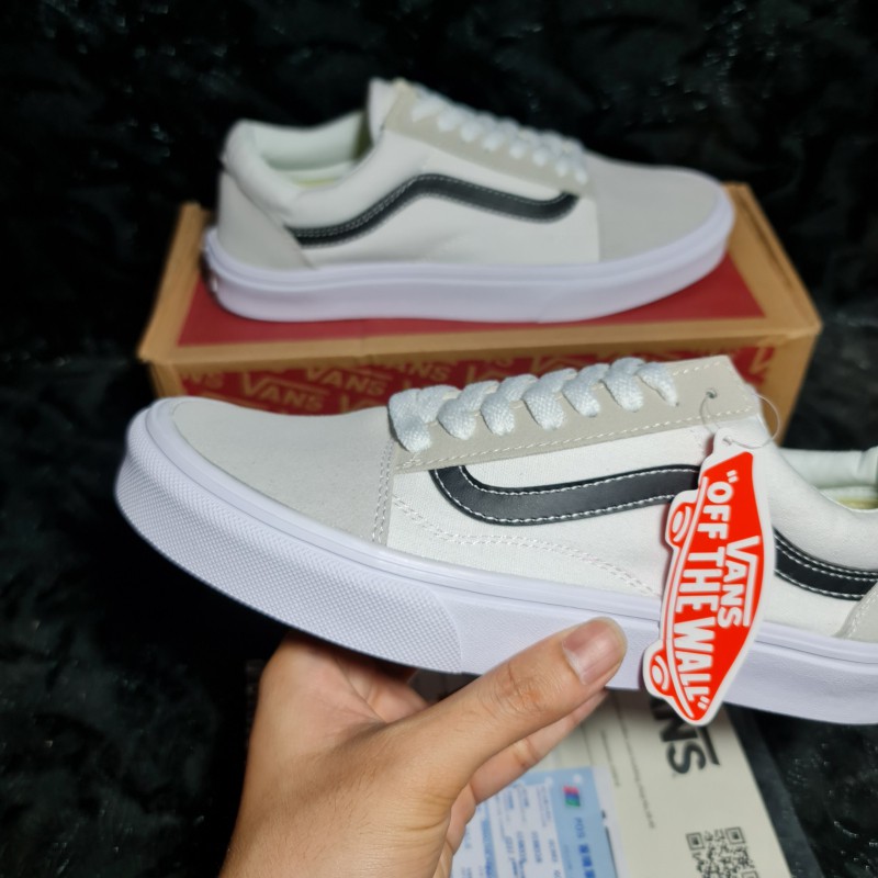 📸Ảnh Thật + Có sẵn📦 Giày Vans Old Skool Trắng Sọc Đen || Vans Old Skool White Black