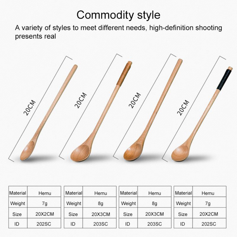 Muỗng Cà Phê Cán Dài Bằng Gỗ Hình Hoa Sen