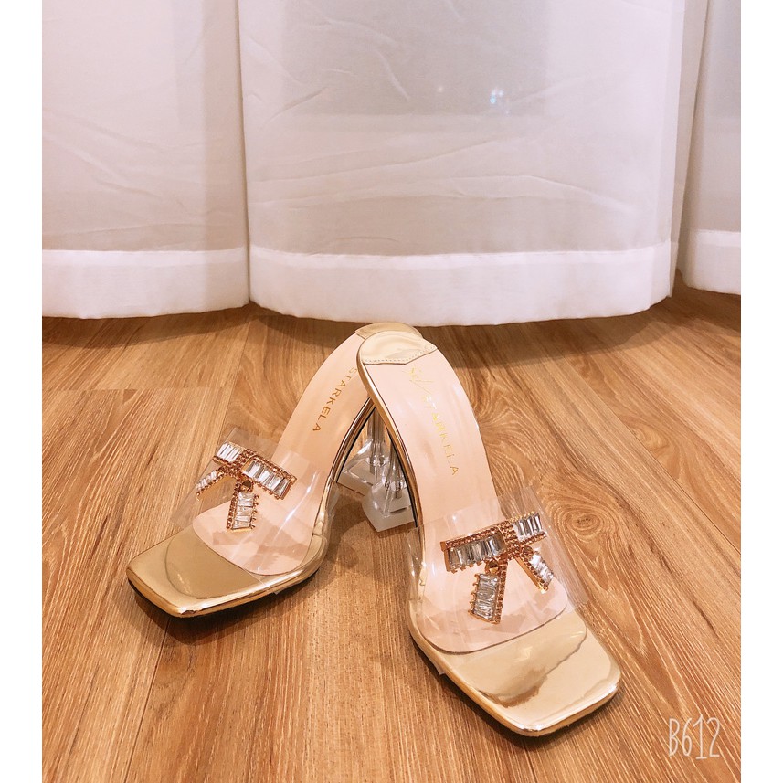 [Bán Buôn] Giày Cao Gót Sandal Nữ Dép Cao Gót Nữ Mặt Mê Ca Nơ Đính Đá Cao 7cm Siêu Đẹp Phù Hợp Đi Làm/ Đi Chơi