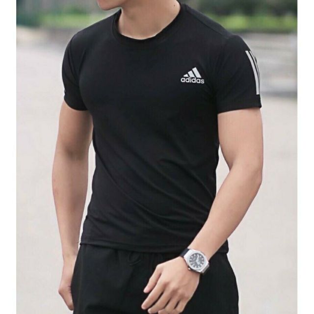 Bộ thể thao nam phối sọc cổ tròn