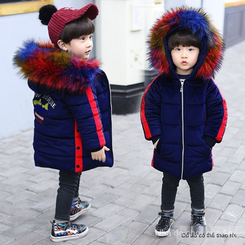 Korean Version Winter Long Baby Boys Velvet Thick Cotton Jacket