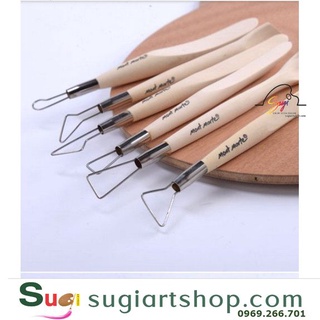 Dụng cụ làm đất sét Mont Marte 6 cây - Bộ dụng cụ làm đất sét tự khô -  Single End Tools 6PC [ Sugi art shop]