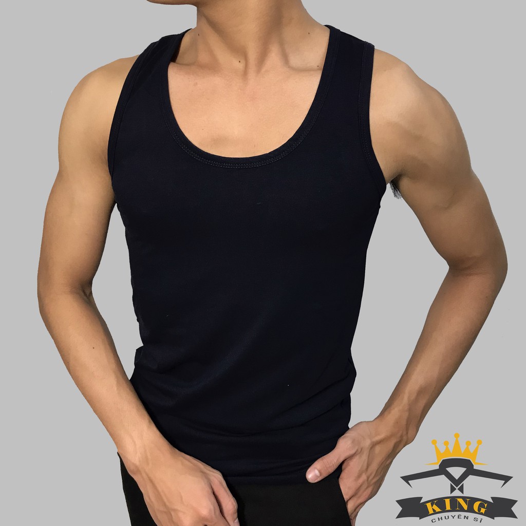 Áo ba lỗ nam KING 3 lỗ sát nách thun cotton co giãn tốt dáng body tập gym (U05)