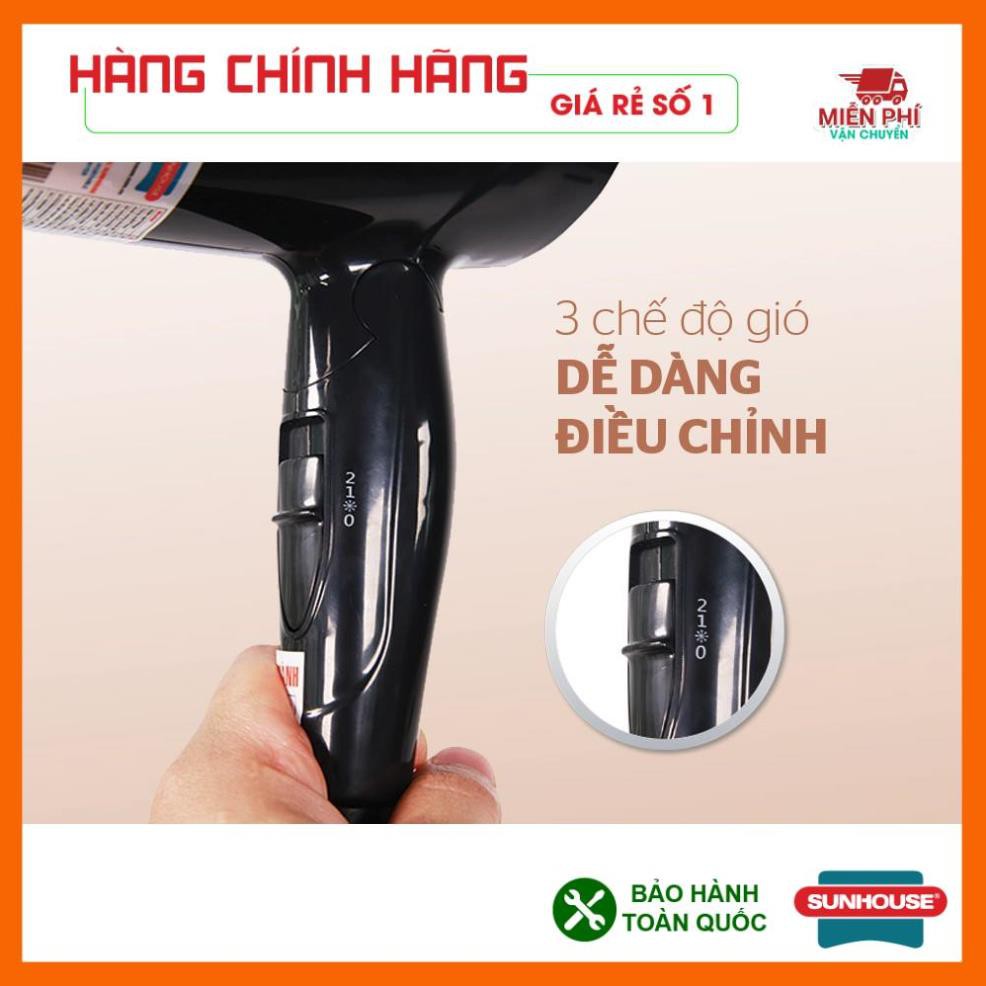 Máy sấy tóc Sunhouse SHD2306, máy sấy công suất 1200w, sấy khô nhanh, chế độ gió linh hoạt, tự động ngắt khi quá tải.