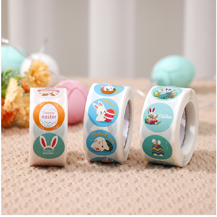 Nhãn Dán Tự Dính Tự Dính Hình Thỏ Trứng Phục Sinh Hoạt Hình
