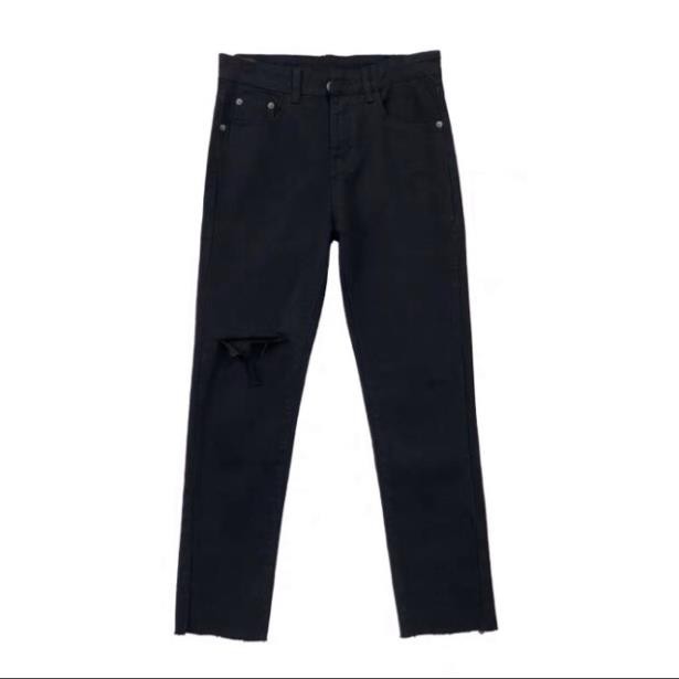 [Không Phai Màu+Co Giãn]Quần Jeans Nam Rách Một Bên Gối Màu Đen Dáng Ôm Phong Cách Hàn Quốc Hot Trend 2020-J06