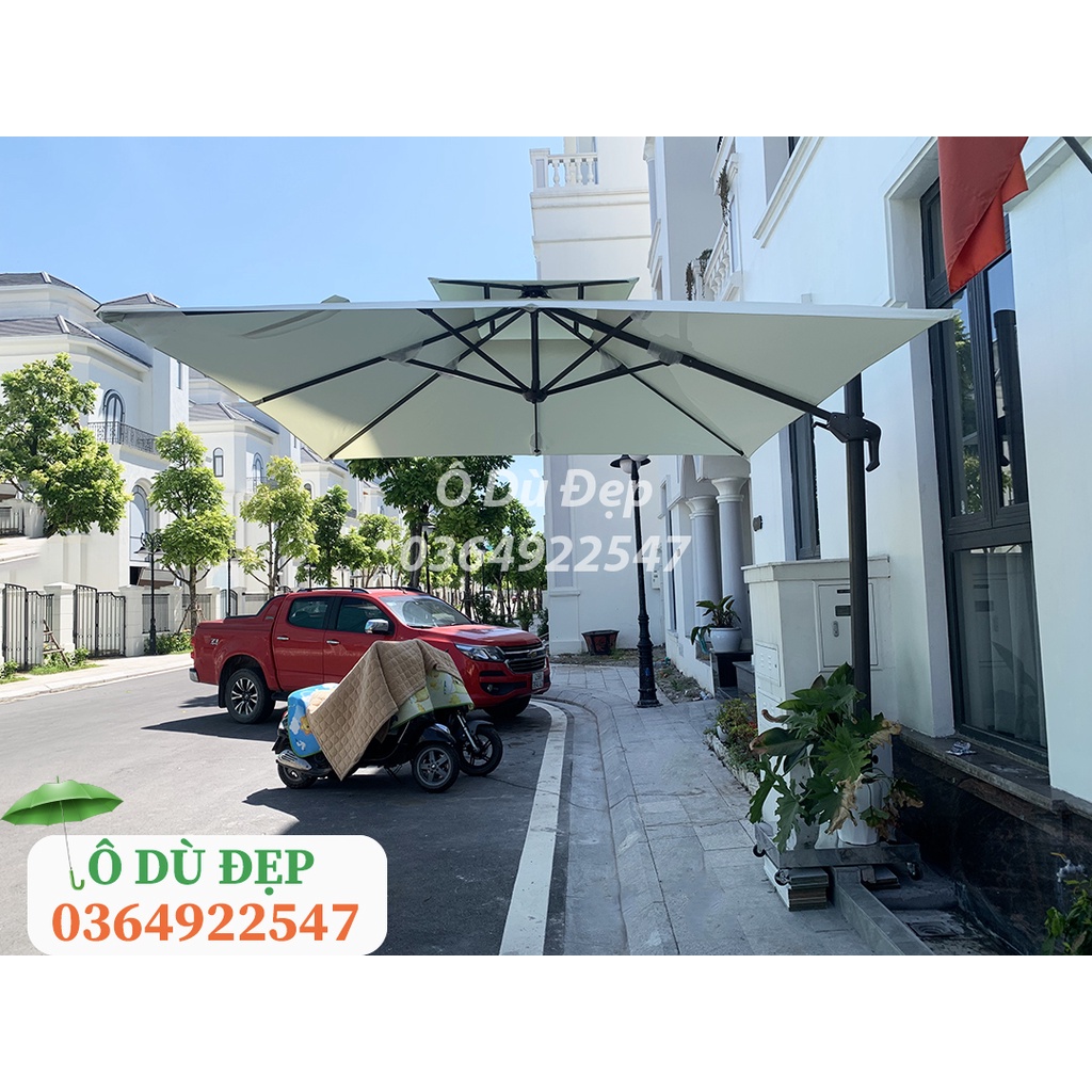 Ô dù lệch tâm 3Mx3M che mưa nắng loại to (Có chân đế 85kg chưa bê tông)