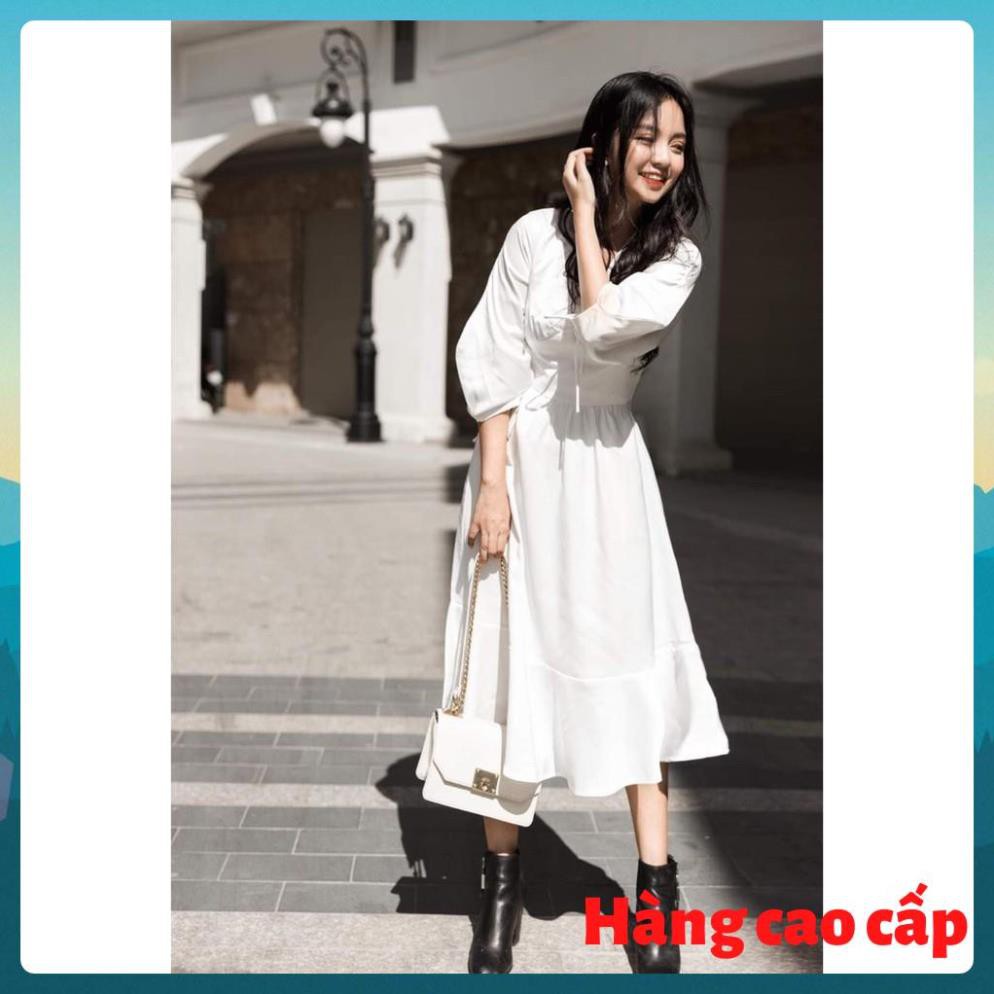 (Hàng cao cấp) Đầm trắng tinh khôi cổ V tay bồng xinh xắn - Lazze Dress | BigBuy360 - bigbuy360.vn