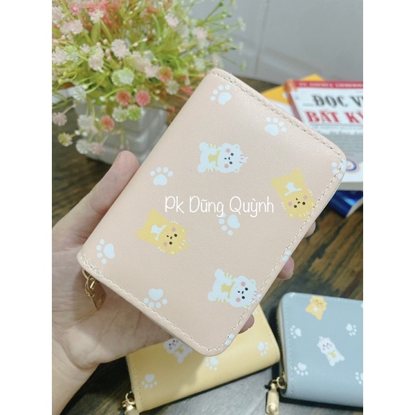 Ví Da Mini Cầm Tay Mèo Con Có Khóa Kéo 10 Ngăn In Hình mèo Dễ Thương ví Nữ Da PU Hoạt Hình Dễ