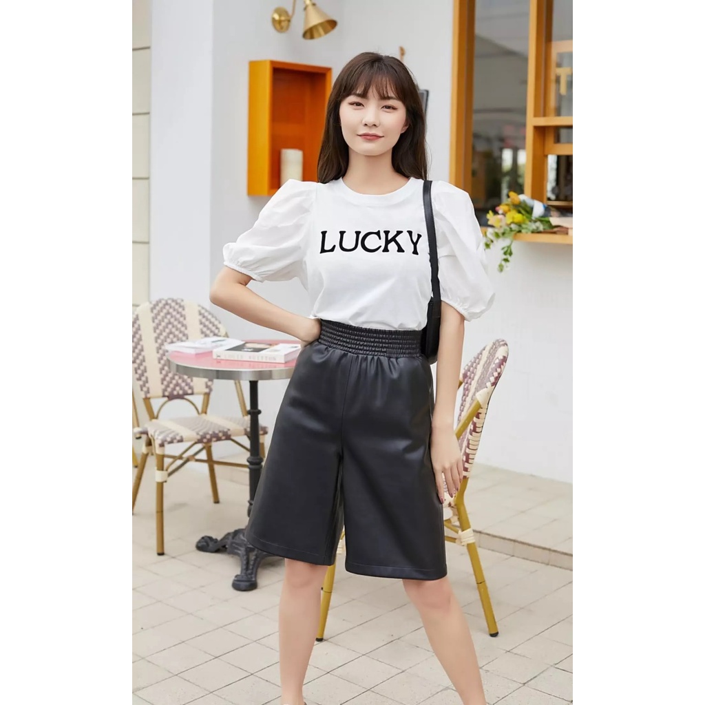 Vero Moda Quần Bermuda chất Da Cạp Cao Cho Nữ 321115030