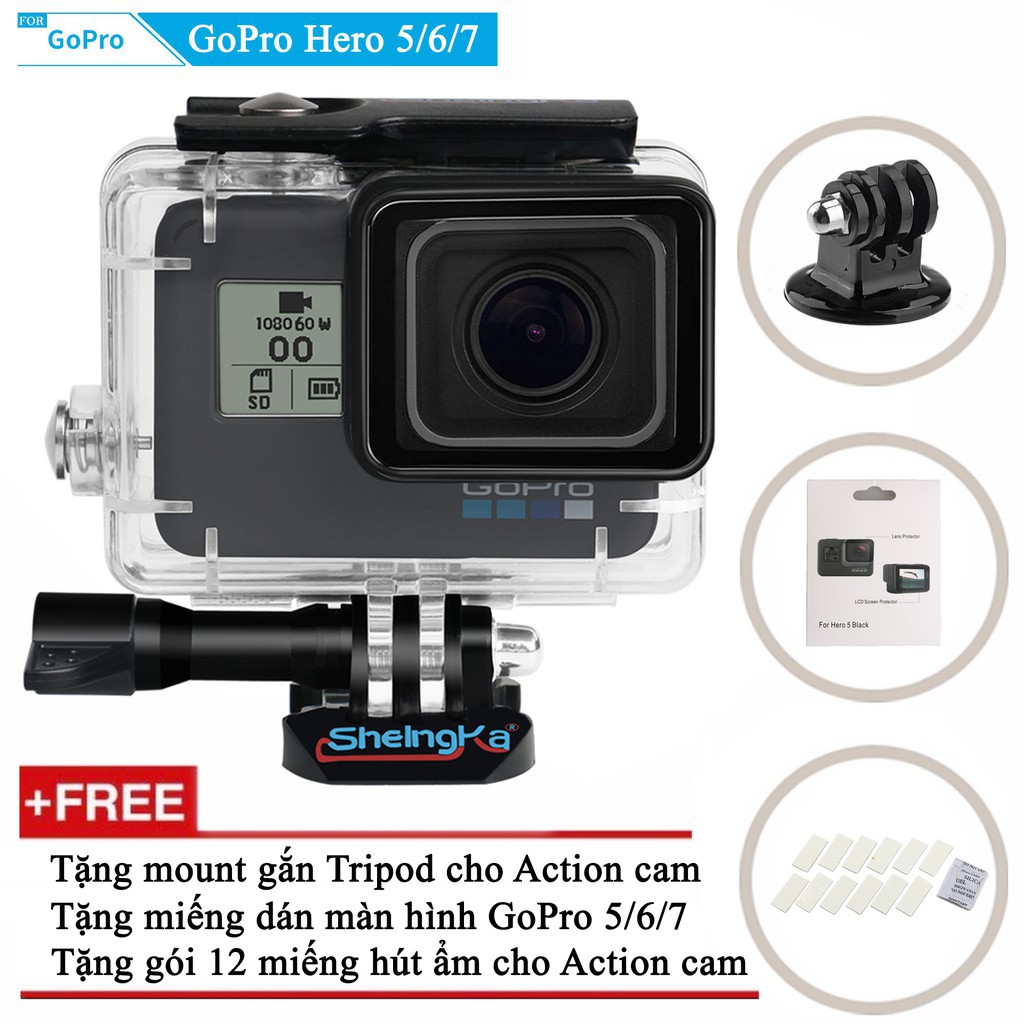 [Rẻ vô địch] [FREESHIP 50K] Case Vỏ chống nước cho camera hành trình Gopro hero 5, Gopro hero 6, Gopro hero 7 siêu cứng | BigBuy360 - bigbuy360.vn