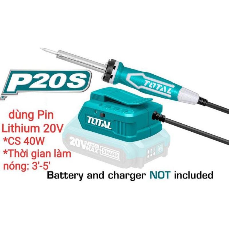 Mỏ hàn chì dùng pin Lithium 20V total TSILI2001 ( không kèm pin sạc)