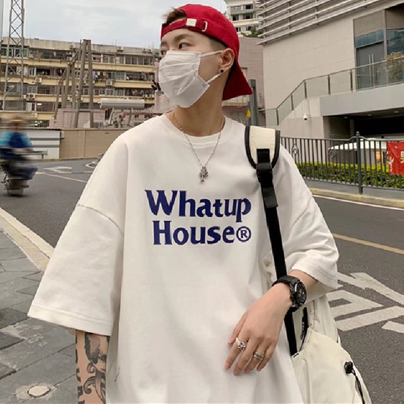 Áo Thun Tay Ngắn Dáng Suông In Chữ Thoải Mái Thời Trang Hè Phong Cách Hàn Quốc Cho Nam Size M-8XL