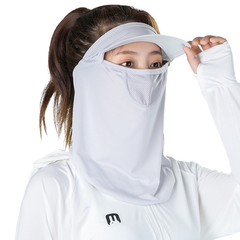 Mũ Chống Nắng Kèm Khăn Che Mặt Và Cổ Bằng Lụa Lạnh Chống Tia UV Bảo Vệ Toàn Diện