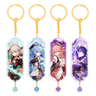 Genshin impact Mặt Dây Chuyền acrylic Hai Lớp Tác Động Kamisato Ayaka Yae Miko Ganyu Hutao Eula 2D pendant