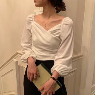 (ORDER) Áo thun nhung trắng cổ vuông nhún vai nhẹ nhàng style Hàn Quốc 2020 (NEW ARRIVALS)