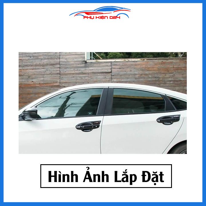 Ốp tay hõm Civic 2016-2017-2018-2019-2020-2021 vân carbon, mạ crom chống trầy bảo vệ cửa xe ô tô