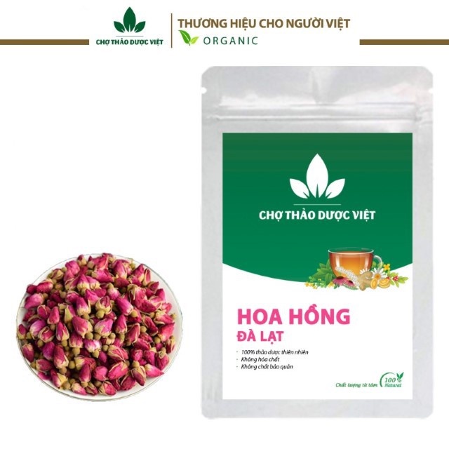 Nụ hoa hồng khô Đà Lạt 100g ( Trà hoa hồng sấy khô, trà hoa khô dưỡng nhan thanh nhiệt) - Chợ Thảo Dược Việt