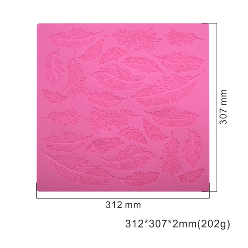 khuôn silicon làm ren đuôi công, lông vũ trang trí bánh