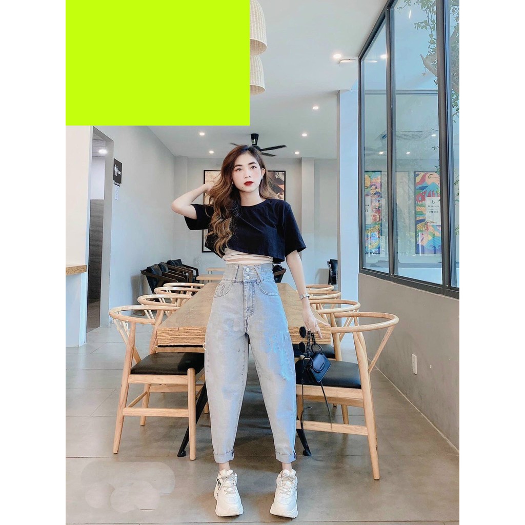 [ FREESHIP ] QUẦN BAGGY JEAN NỮ LƯNG CAO MÀU XANH NHẠT LƯNG XẺ ĐĨA CHÉO CAO CẤP NITIQC SIÊU HOT HIT
