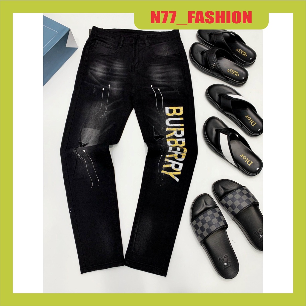 Quần jean nam rách gối BBR chất bò vải dày co giãn mẫu mới nhất cao cấp N77 FASHION