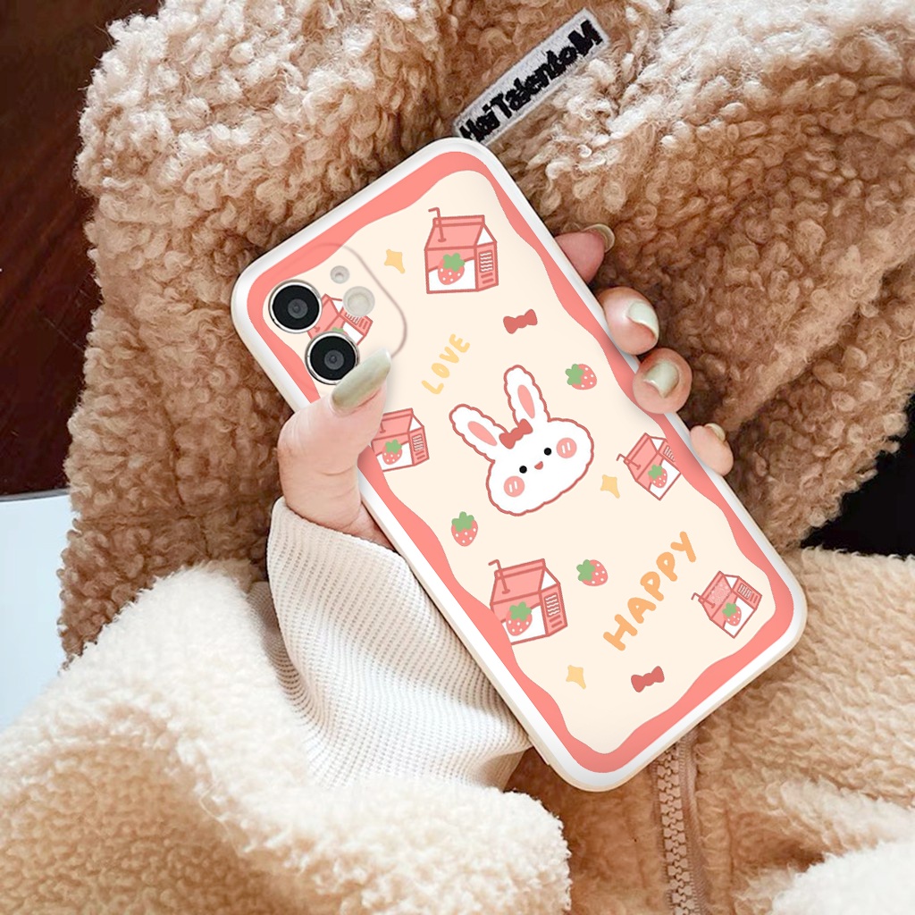 Ốp lưng iphone Mặt thỏ cạnh vuông lỗ camera  ốp iphone 6/6splus/7/7plus/8/8plus/x/xr/xs/11/12/13/pro/max/plus/tr1197