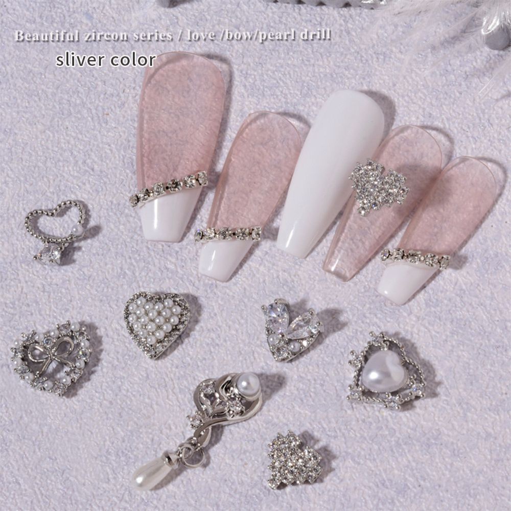 Miếng Dán Trang Trí Móng Tay 3D OKDEALS|Trang Trí Móng Tay Trái Tim|Mặt Dây Chuyền Đính Đá Zircon Mới