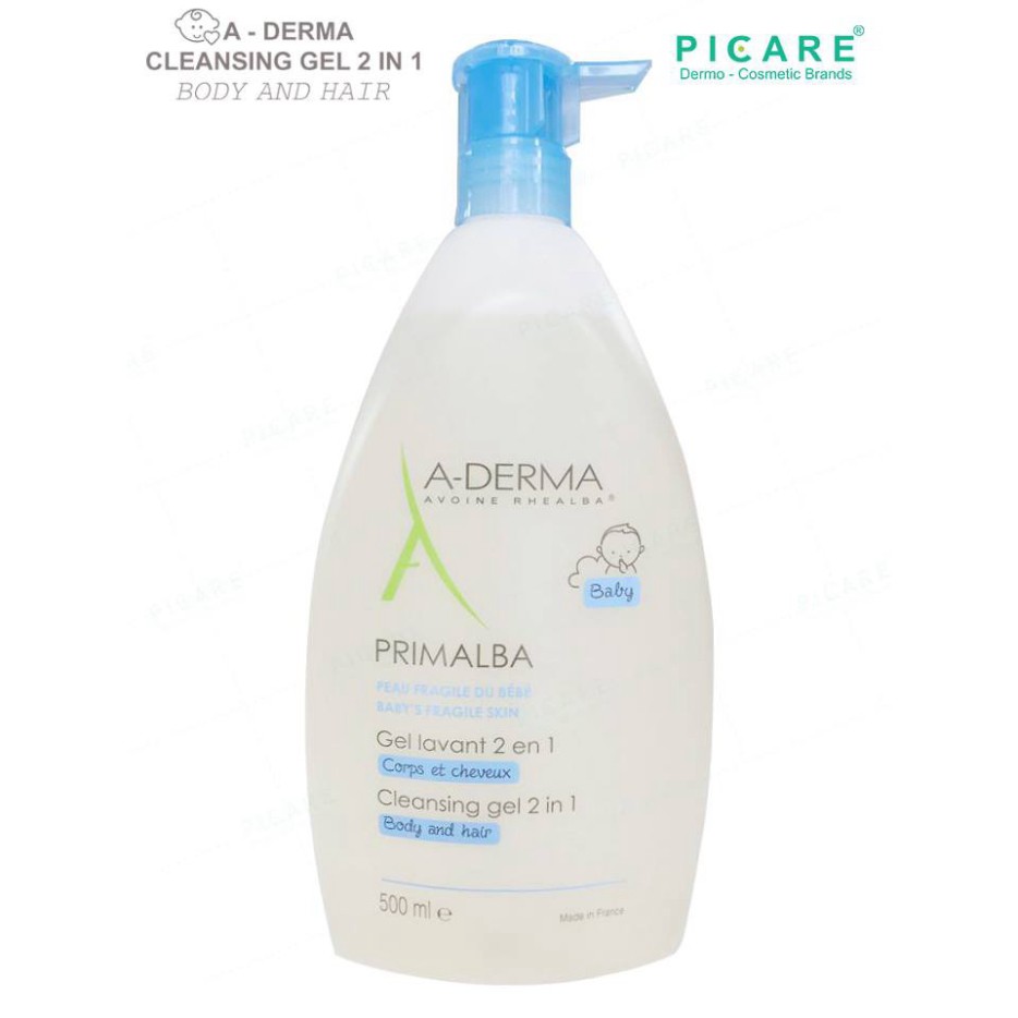 [CHÍNH HÃNG] A-Derma Sữa Tắm Gội Dịu Nhẹ Dành Cho Em Bé Primalba Gentle Cleansing Gel 2 In 1 500ml