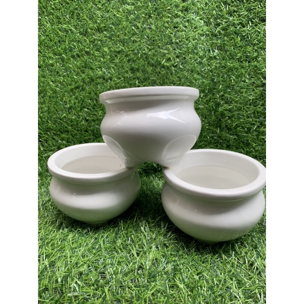 Chậu sứ tròn 3 chân 10x10cm trồng cây hoa giả