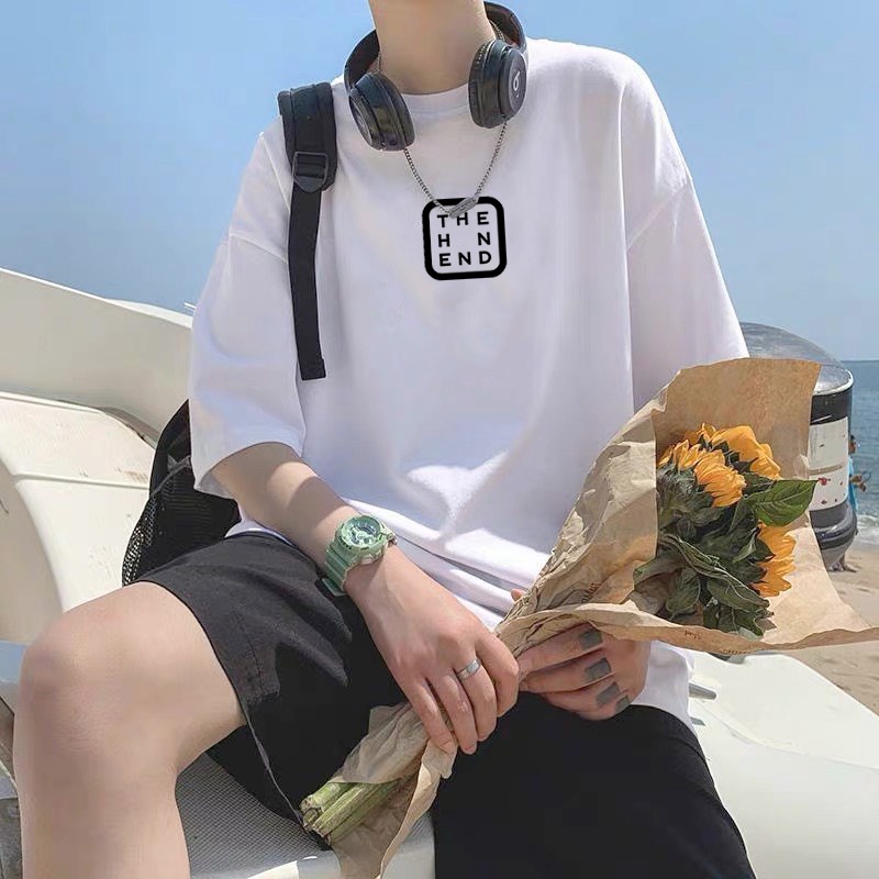 Áo thun nam nữ tay lỡ form rộng unisex THE END vải dày mịn