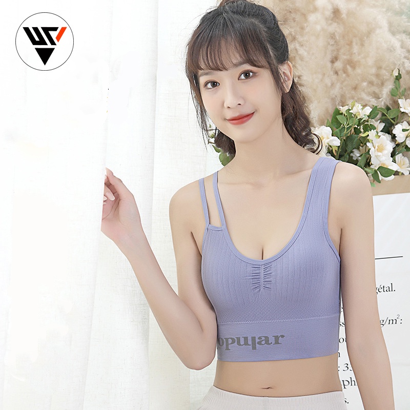 Áo Bra tập Gym &amp; Yoga Thun Dệt Dây Vai Cách Điệu Cho Chị Em Trẻ Trung Năng Động