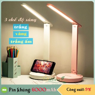 Đèn bàn học ánh sáng vàng trắng pin sạc 4000-6000mAh model SL-898 công suất 9W với 3 chế độ sáng trắng, vàng, trắng ấm