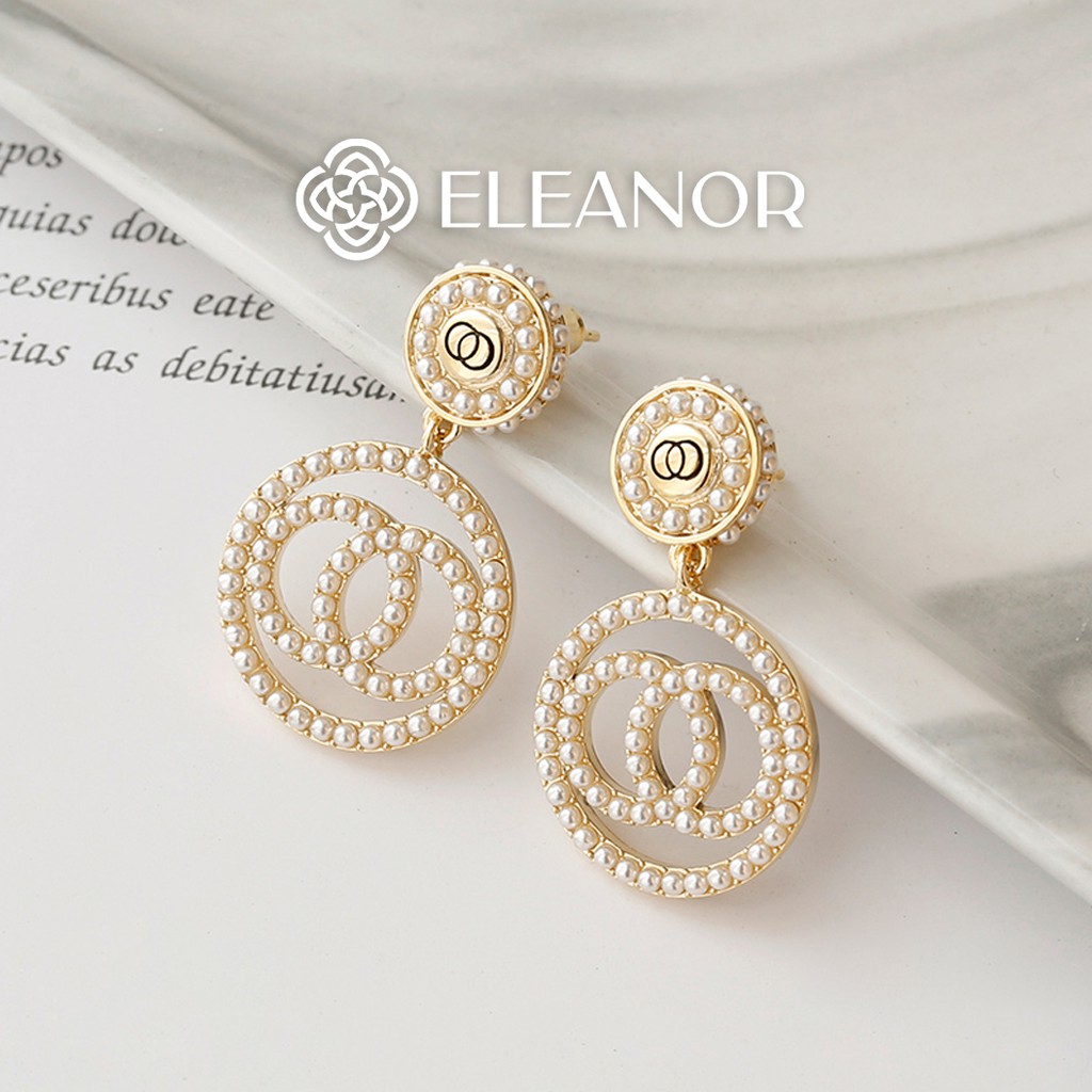 Bông tai nữ ngọc trai nhân tạo Eleanor Accessories đính đá cao cấp phụ kiện trang sức 4138
