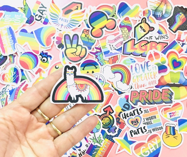 Sticker LBGT set 30-50 cái ép lụa /hình dán sắc màu