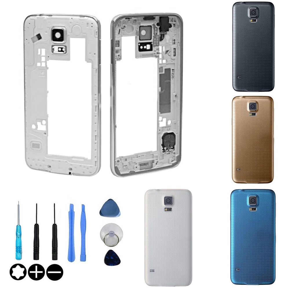 Nắp lưng điện thoại thay thế màu cầu vồng + Khung giữa cho Samsung Galaxy S5