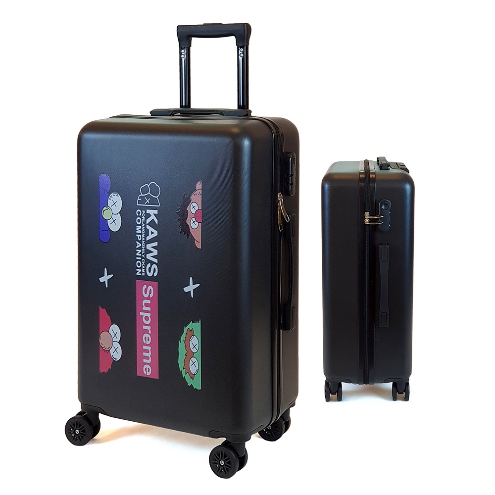Vali Nhựa Du Lịch Tay Kéo In Hình Thời Trang 2 Màu Trắng Đen Chất Liệu PC+ABS Cao Cấp Đủ Size 20-24-28 inch