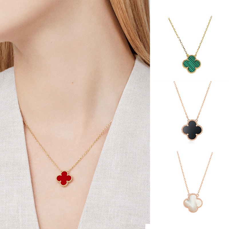 VanCleef & Arpels vòng cổ Mặt Cỏ Bốn Lá Đính Đá Pha Lê VCA