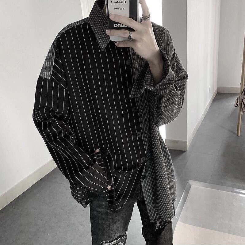 [ Có ảnh thật ] Áo sơ mi khoác ngoài form rộng unisex - Áo sơ mi nam nữ oversize sọc số 14 | BigBuy360 - bigbuy360.vn