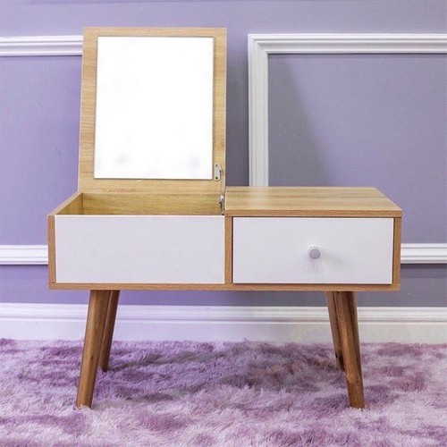 Bàn trang điểm mini, nhỏ gọn ngồi bệt kèm gương cao cấp Gỗ MDF