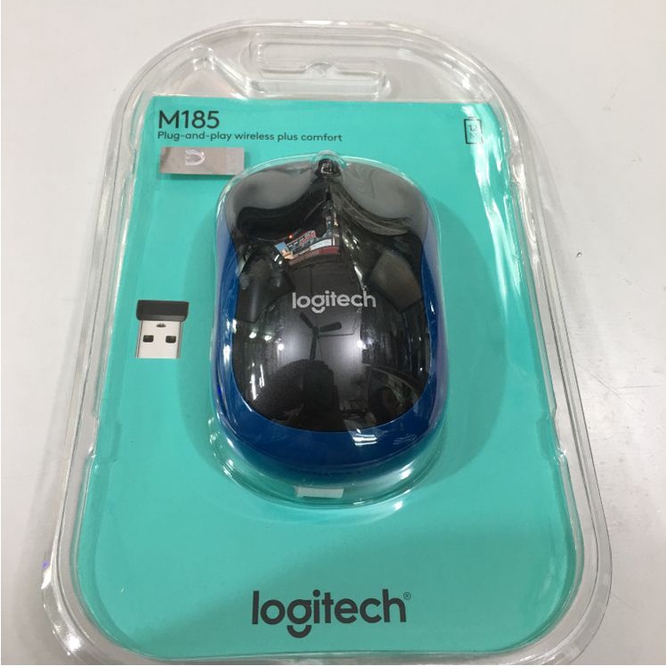 Chuột không dây Logitech Quang M185 (Đen viền xám) - CHÍNH HÃNG