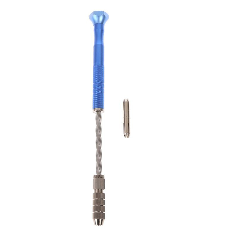 WER Semi Automatic Spiral Blue Mini Micro Hand Drill Chuck + 10 Pcs Twist Drill Bits Tool 0.8-3mm