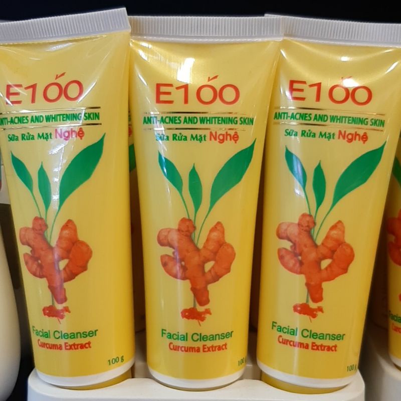 SỬA RỬA MẶT E100 HẠT NGHỆ 100G, TINH CHẤT SỬA BÒ 80ML.