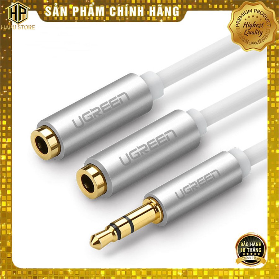 Cáp chia âm thanh Ugreen 10780 ra 2 cổng dài 20cm chuẩn Audio 3.5mm chính hãng - HapuStore