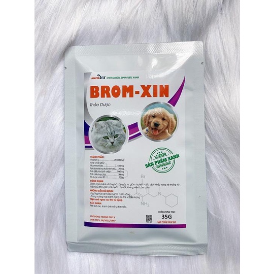 Bột Thảo Dược Giảm Ho Hen Tiêu Đờm Giãn Phế Quản Cho Chó Mèo Brom-xin Amitavet Túi 35g
