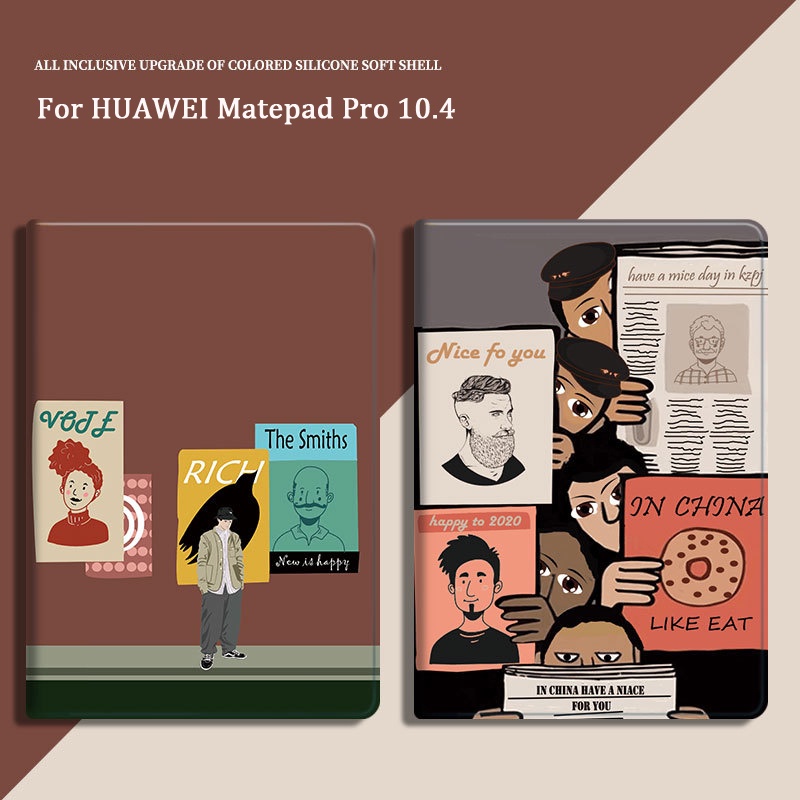 Lật Bao Da Máy Tính Bảng Mềm Họa Tiết Hoạt Hình Bảo Vệ Toàn Diện Cho Huawei Matepad 10.4 Bah3-W09 Bah3-Al00 Matepad 10.4 Inch Ốp