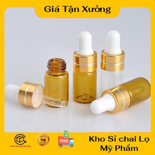 Lọ chiết tinh dầu mỏng, nước hoa 3ml/5ml/2ml khoen vàng