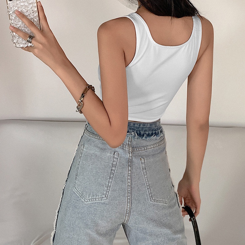 Áo croptop sát nách cổ vuông thời trang quyến rũ cho nữ