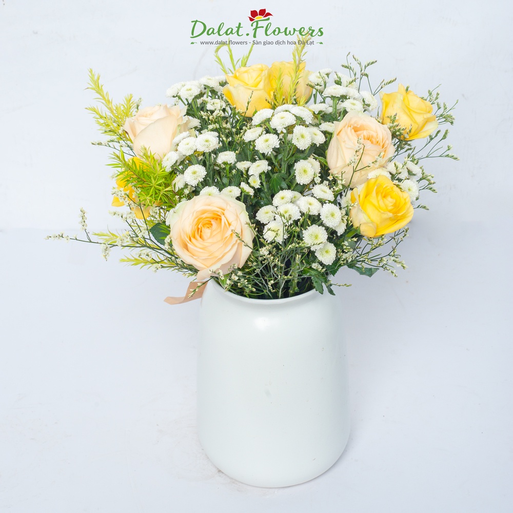 Bình gốm vo chum Dalat.flowers - Bình cắm hoa trang trí nhà cửa, văn phòng