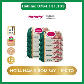 COMBO 10 Khăn Ướt Cao Cấp Mamamy nắp 100 tờ